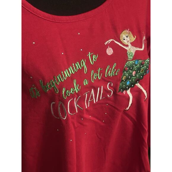 Christmas Red Blouse Size 14/16W It’s Beginning To Look A Lot Like Cocktails...‎ - Picture 5 of 7